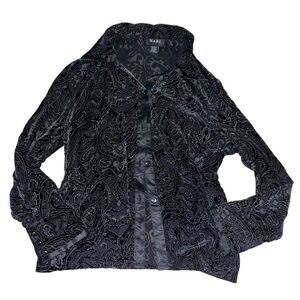 Vintage y2k velvet silk flocked long sleeve blouse